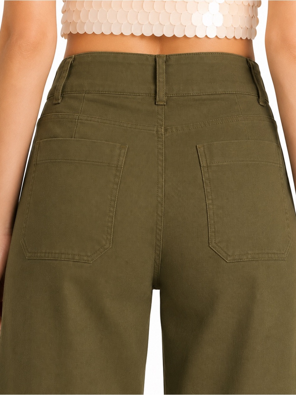 Maeve by Anthropologie The Colette High-Rise Wide-Leg Ankle Pants Olive 28 - Picture 5 of 12